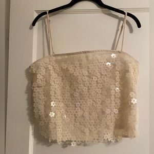 ASTR, sequin flowers crop top, size L